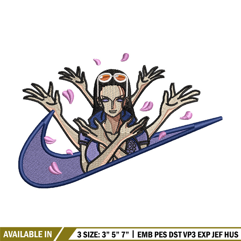 Nico robin embroidery design, One piece embroidery, Nike design, Embroidery shirt, Embroidery file, Digital download.jpg