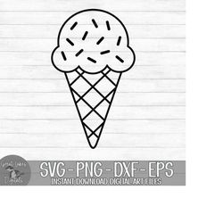 Ice Cream Cone - Instant Digital Download - svg, png, dxf, and eps files included! Summer, Sweets, Outline, Sprinkles