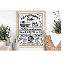bathroom rules svg, bathroom svg, bath svg, rules svg, farmhouse svg, rustic sign svg, country svg, vinyl designs