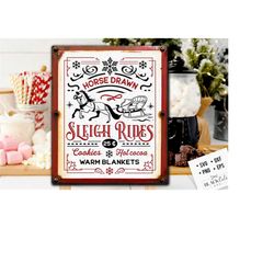 horse drawn sleigh rides svg, old fashioned sleigh rides svg, farmhouse christmas svg, sleigh rides svg, vintage christmas svg, farmhouse