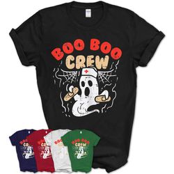womens boo boo crew ghost web funny nurse halloween costume rn gift t-shirt