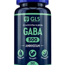 GABA, sports nutrition, dietary supplements vitamins for sleep with glycine, magnesium and vitamin B6, 500 mg, 60 capsul