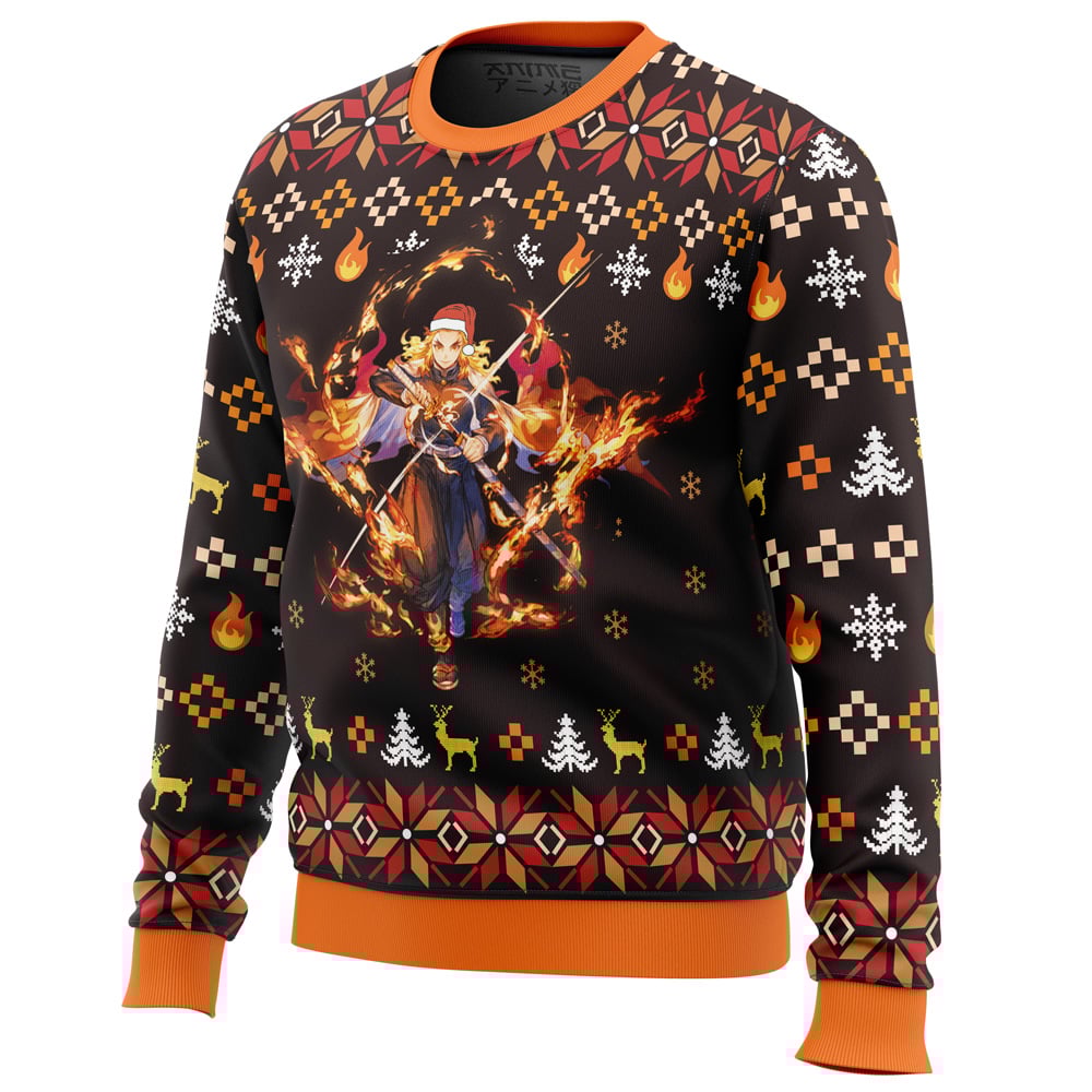 Fire Rengoku Demon Slayer All Over Print Hoodie 3D Zip Hoodie 3D Ugly Christmas Sweater 3D Fleece Hoodie