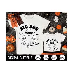 Big Boo Little Boo SVG Bundle, Halloween Svg, Boy Ghost Png, Retro Halloween Brother Shirt Svg, Svg Files For Cricut