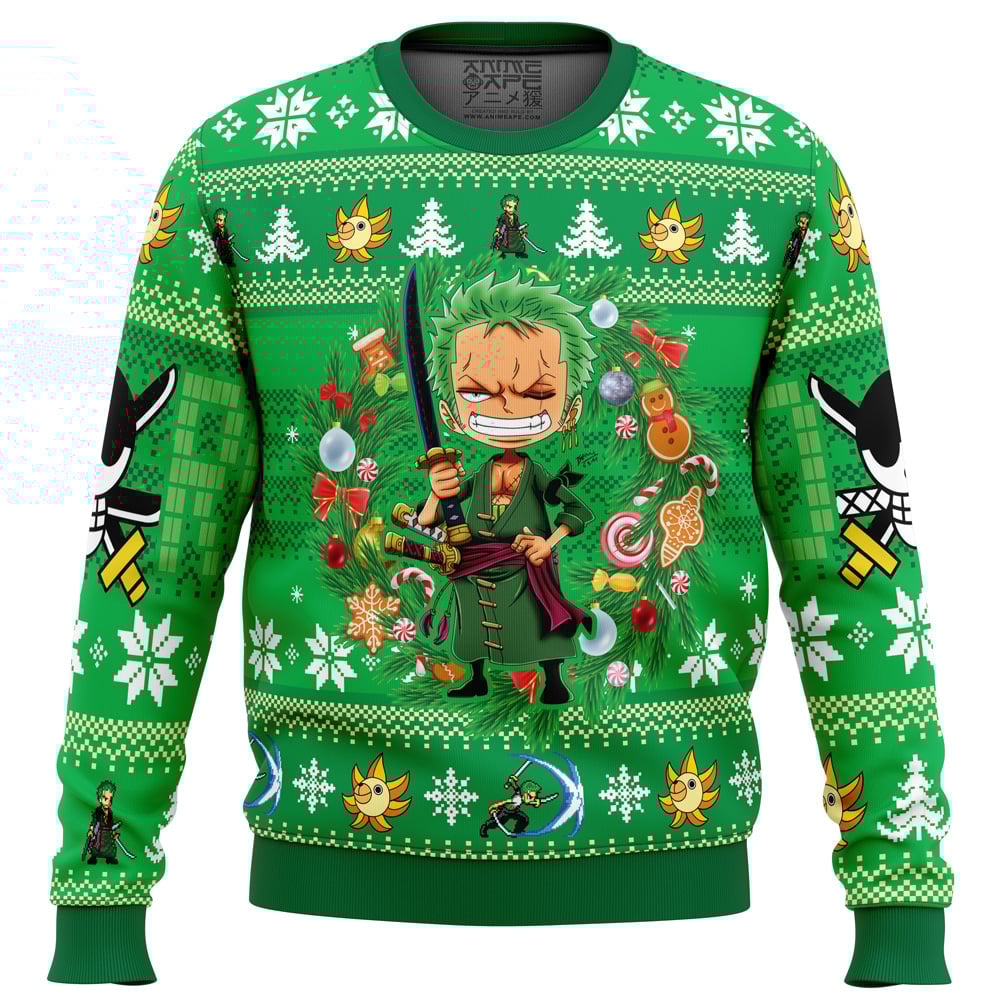 Christmas Zoro One Piece All Over Print Hoodie 3D Zip Hoodie 3D Ugly Christmas Sweater 3D Fleece Hoodie