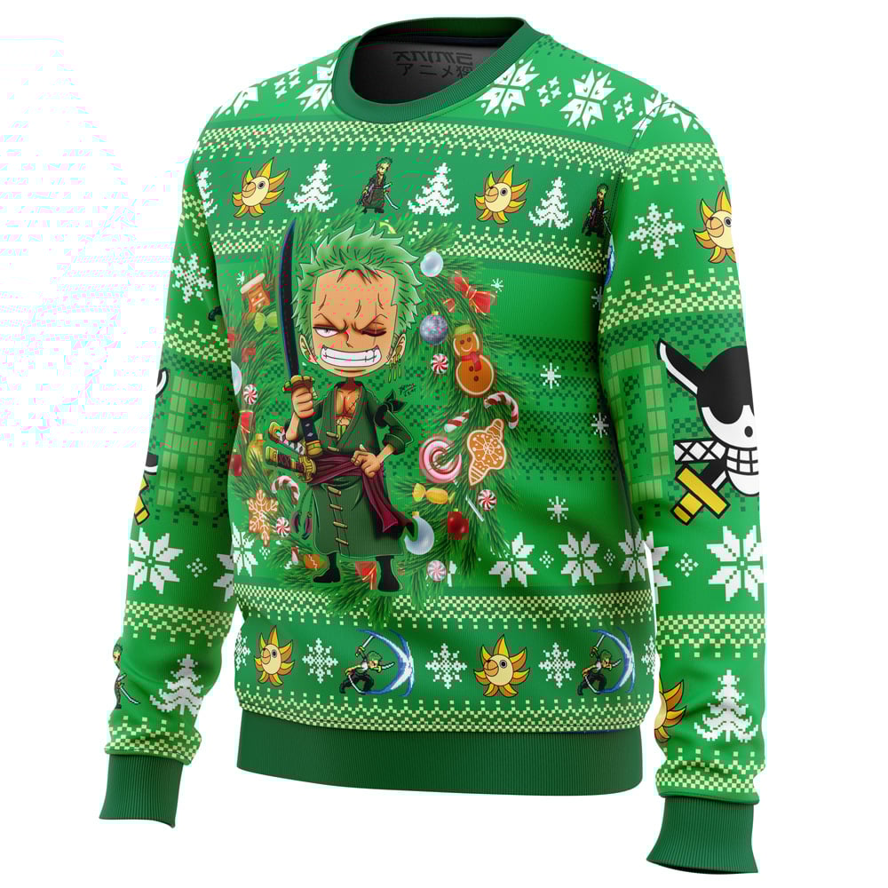 Christmas Zoro One Piece All Over Print Hoodie 3D Zip Hoodie 3D Ugly Christmas Sweater 3D Fleece Hoodie