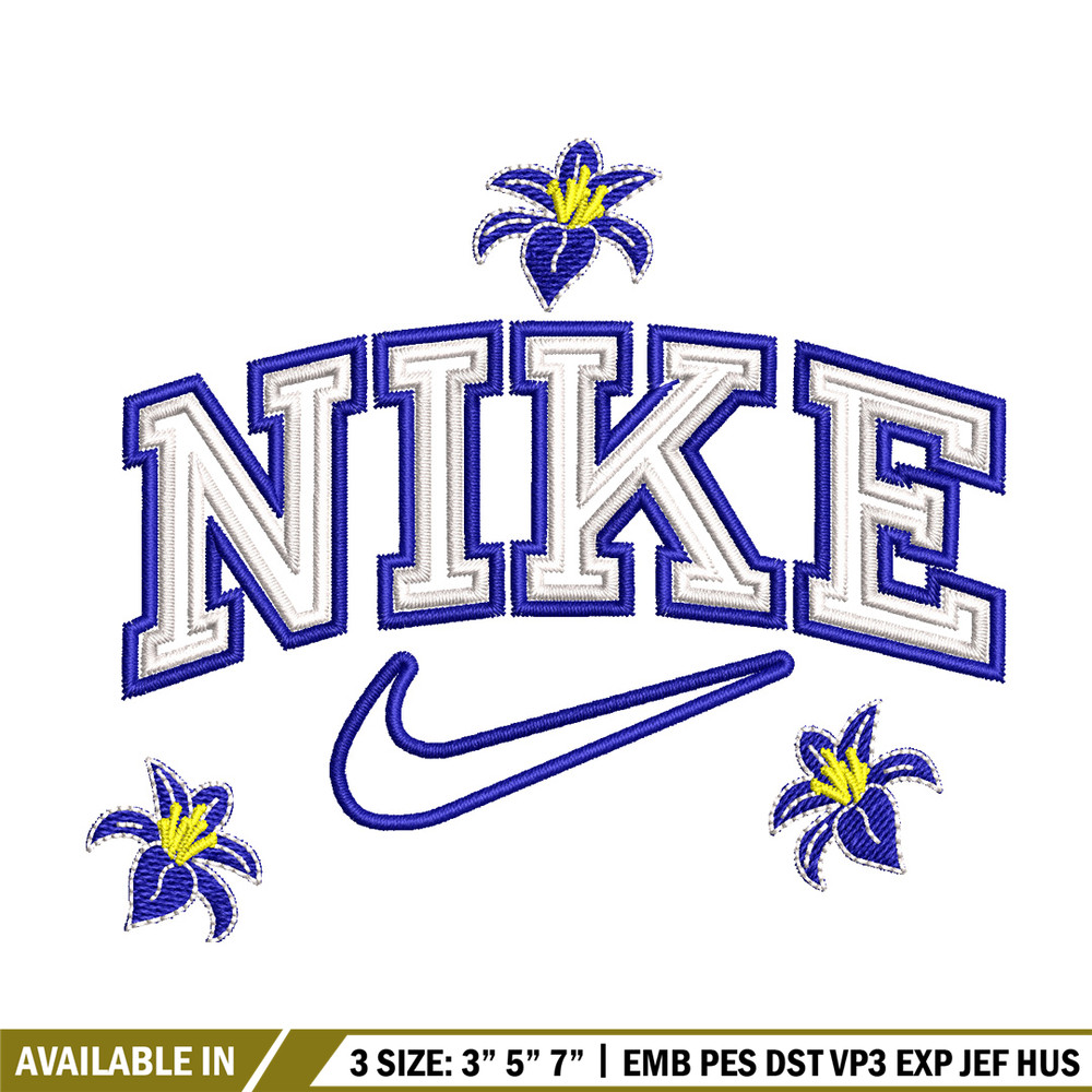 Nike flower embroidery design, Flower embroidery, Nike design, Embroidery shirt, Embroidery file, Digital download.jpg