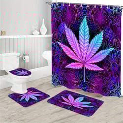 1pc colorful leaf bathroom shower curtain set - waterproof, non-slip, and decorative - includes shower curtain, hooks