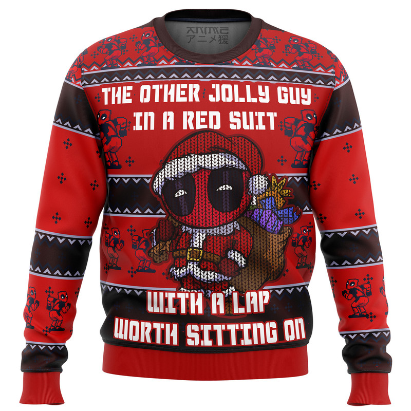 Deadpool Jolly Red Guy All Over Print Hoodie 3D Zip Hoodie 3D Ugly Christmas Sweater 3D Fleece Hoodie