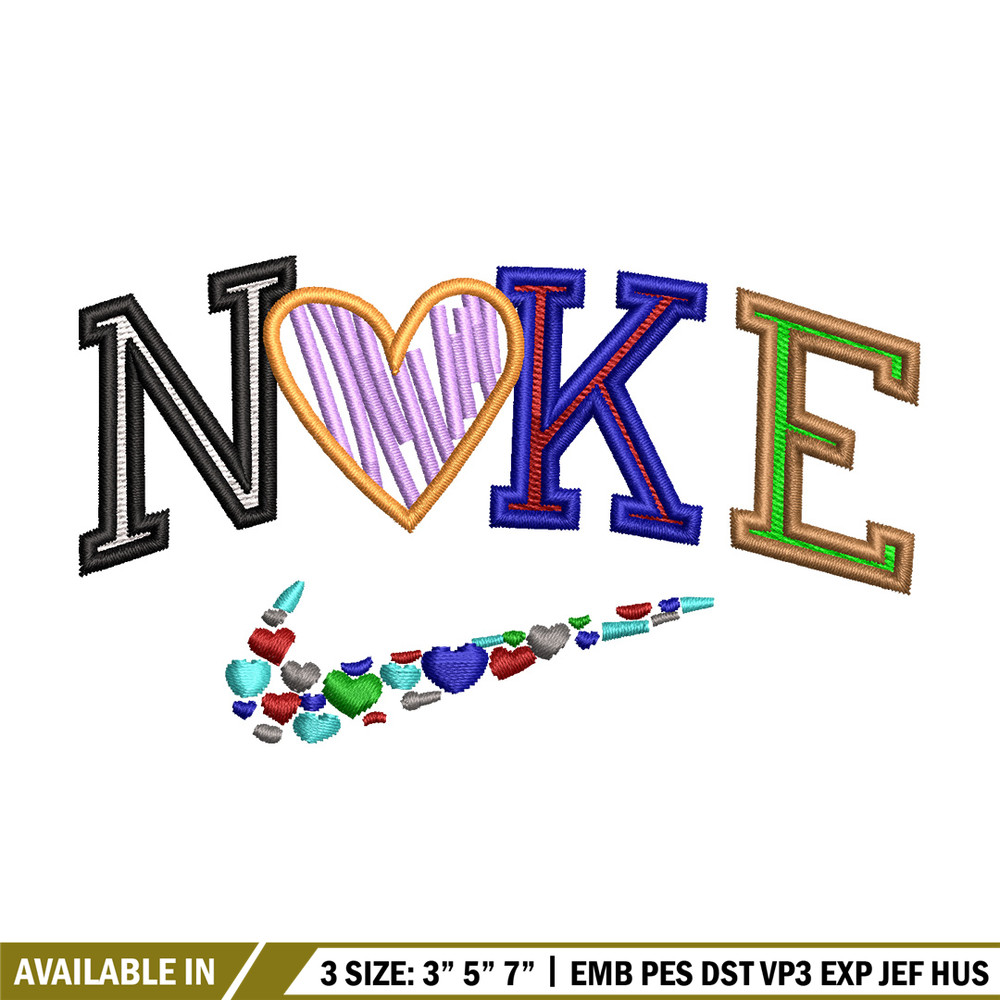 Nike heart color embroidery design, Logo embroidery, Nike design, Embroidery shirt, Embroidery file, Digital download.jpg