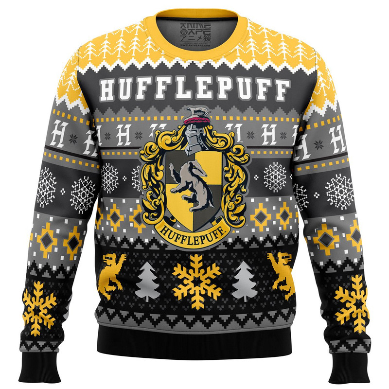 Harry Potter Hufflepuff House All Over Print Hoodie 3D Zip Hoodie 3D Ugly Christmas Sweater 3D Fleece Hoodie