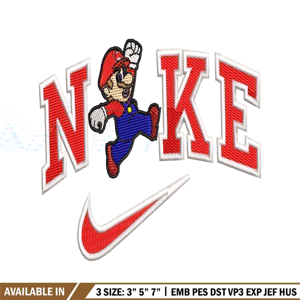 Nike Mario embroidery design, Nike Mario embroidery, Nike design, embroidery file, Logo shirt, Digital download.jpg