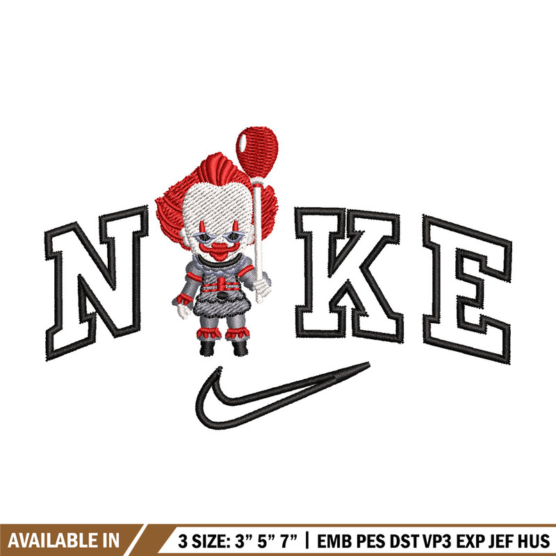 Nike pennywise embroidery design, Horror embroidery, Nike design, Embroidery shirt, Embroidery file, Digital download.jpg