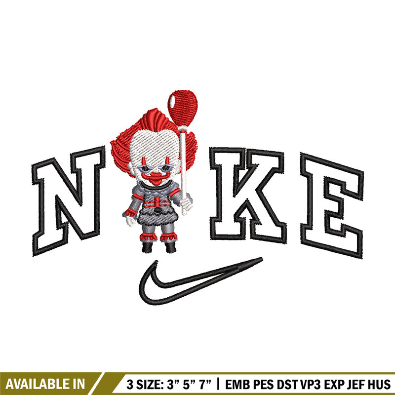 Nike pennywise embroidery design, Horror embroidery, Nike design, Embroidery shirt, Embroidery file, Digital download.jpg