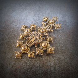 Gutsul bronze cross necklace pendant,traditional ukrainian jewelry,ethnic bronze cross jewellery,ukrainian zgard cross