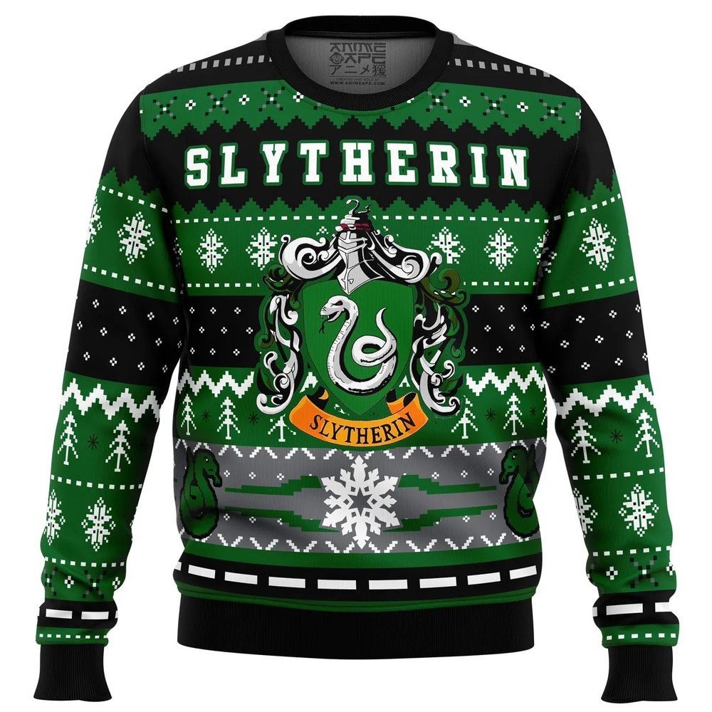 Harry Potter Slytherin House All Over Print Hoodie 3D Zip Hoodie 3D Ugly Christmas Sweater 3D Fleece Hoodie