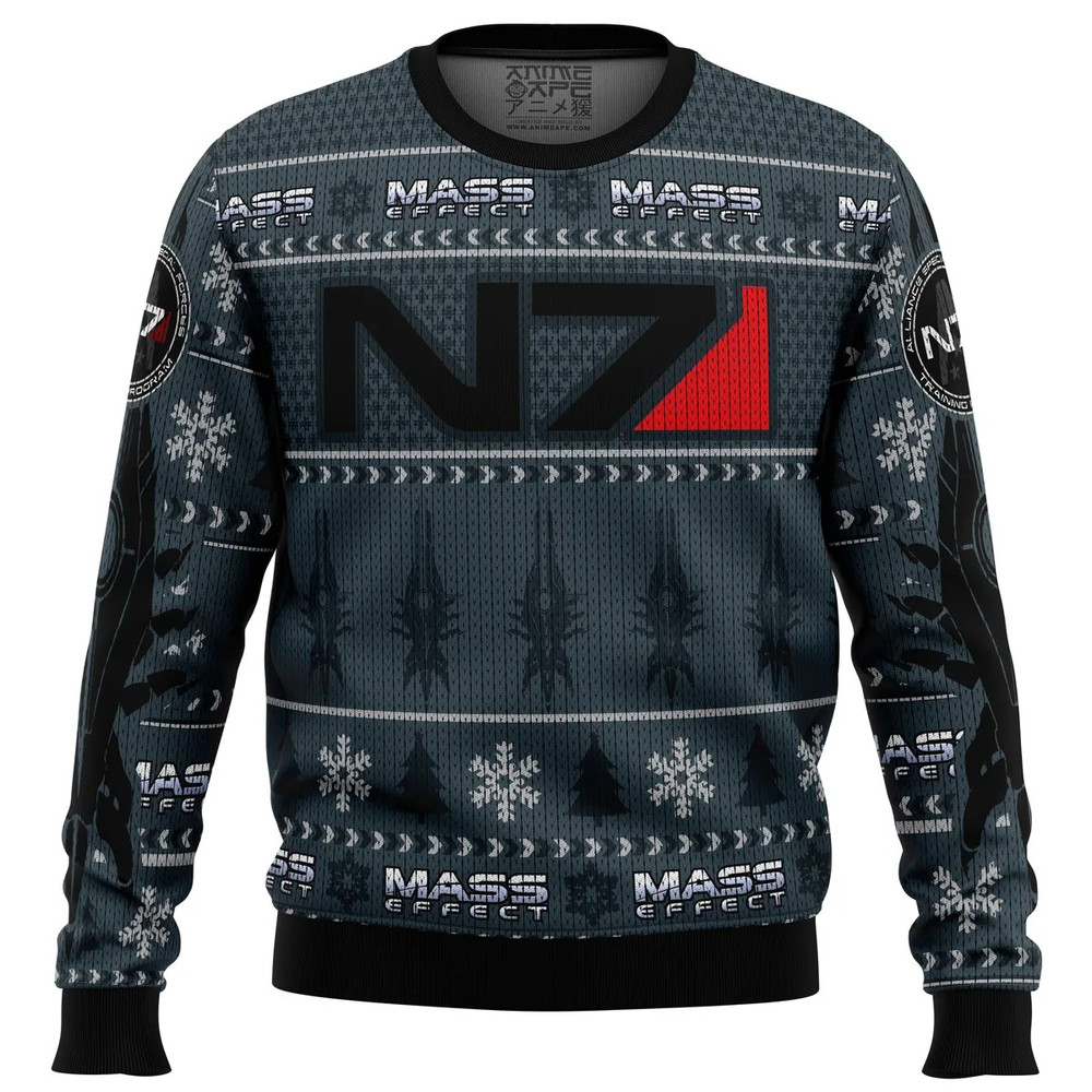 Mass Effect N7 All Over Print Hoodie 3D Zip Hoodie 3D Ugly Christmas Sweater 3D Fleece Hoodie