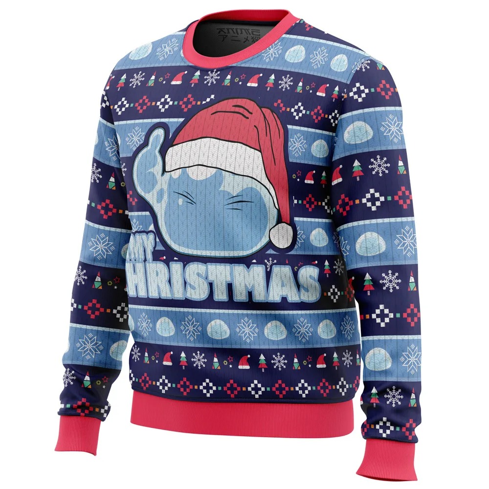 Slimy Christmas That time I got reincarnated as a slime Hoodie 3D Zip Hoodie 3D Ugly Christmas Sweater 3D Fleece Hoodie