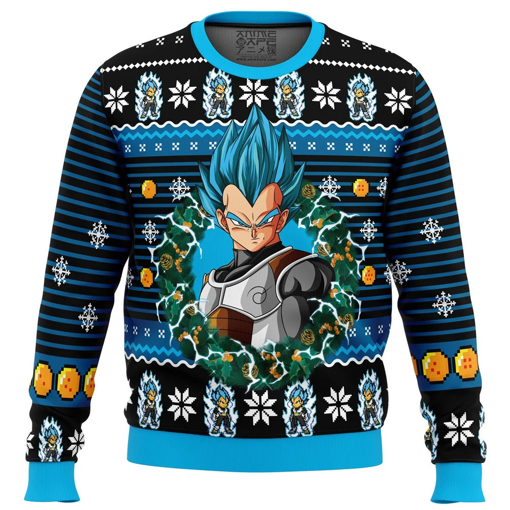 Super Saiyan Blue Vegeta All Over Print Hoodie 3D Zip Hoodie 3D Ugly Christmas Sweater 3D Fleece Hoodie