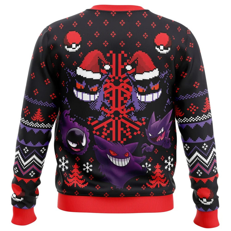 Ghosts Gengar Ghastly Pokemon All Over Print Hoodie 3D Zip Hoodie 3D Ugly Christmas Sweater 3D Fleece Hoodie