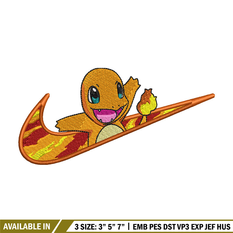 Nike x Charmander embroidery design, Pokemon embroidery,Nike design, Embroidery shirt, Embroidery file, Digital download.jpg