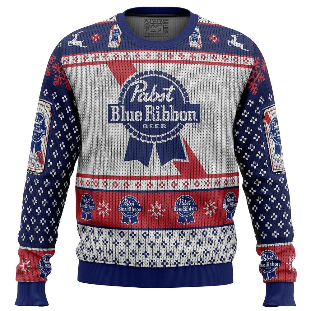 Pabst Blue Ribbon All Over Print Hoodie 3D Zip Hoodie 3D Ugly Christmas Sweater 3D Fleece Hoodie