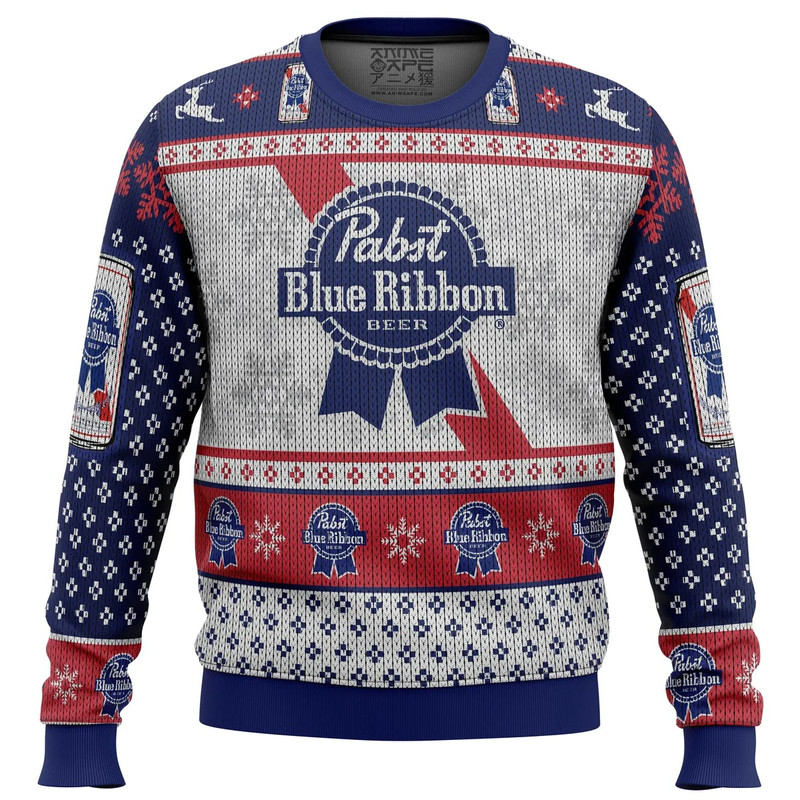 Pabst Blue Ribbon All Over Print Hoodie 3D Zip Hoodie 3D Ugly Christmas Sweater 3D Fleece Hoodie