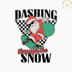 retro christmas dashing through the snow svg cricut file