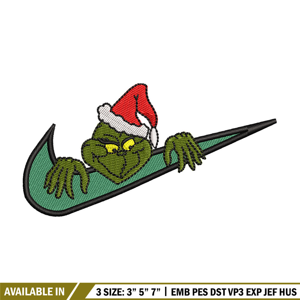 Nike x grinch embroidery design, Chrismas embroidery, Nike design, Embroidery shirt, Embroidery file,Digital download.jpg