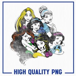 princess group bold color pop graphic png, disney princess png