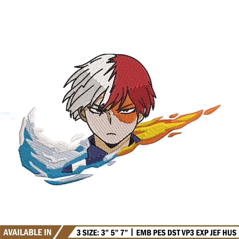 Nike x Todoroki embroidery design, My hero academia embroidery, Nike design, anime design, anime shirt, Digital download.jpg