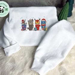christmas embroidered sweatshirts, coffee latte embroidered sweatshirts, custom embroidered sweatshirts, super hero embr