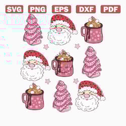 pink christmas tree cake hot cocoa svg graphic design file
