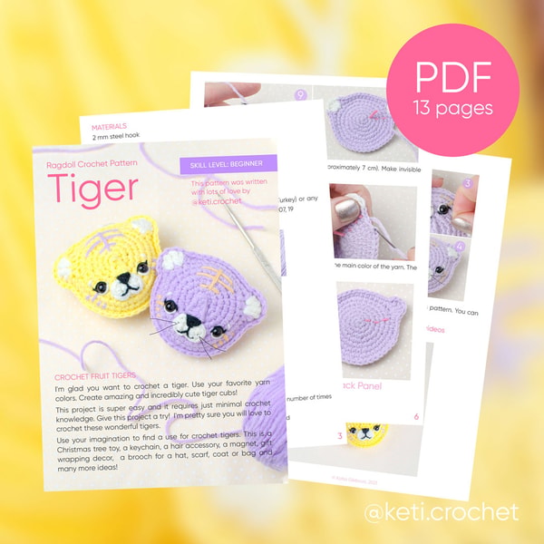 Ragdoll Tiger Crochet Pattern | DIY amigurumi tiger toy tuto - Inspire ...
