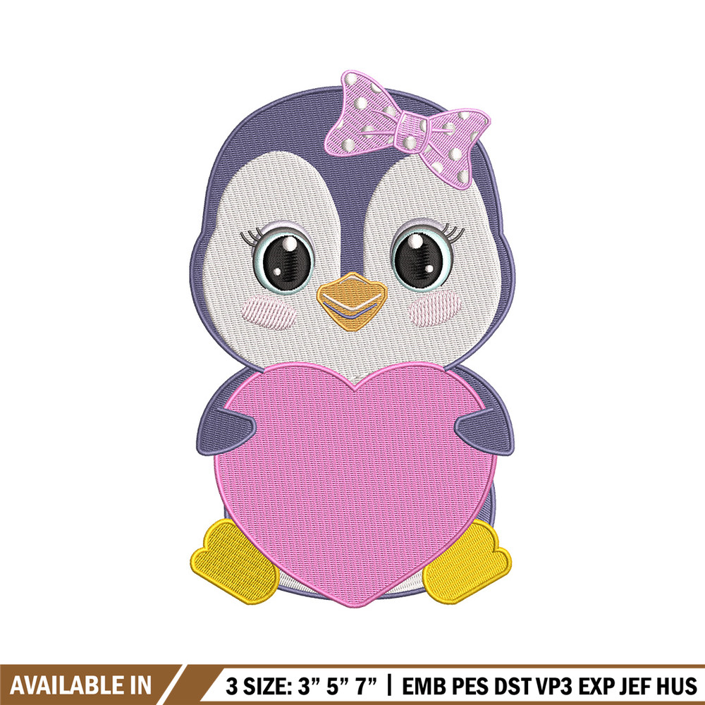Penguin love embroidery design, Penguin embroidery, Embroidery file, Embroidery shirt, Emb design, Digital download.jpg