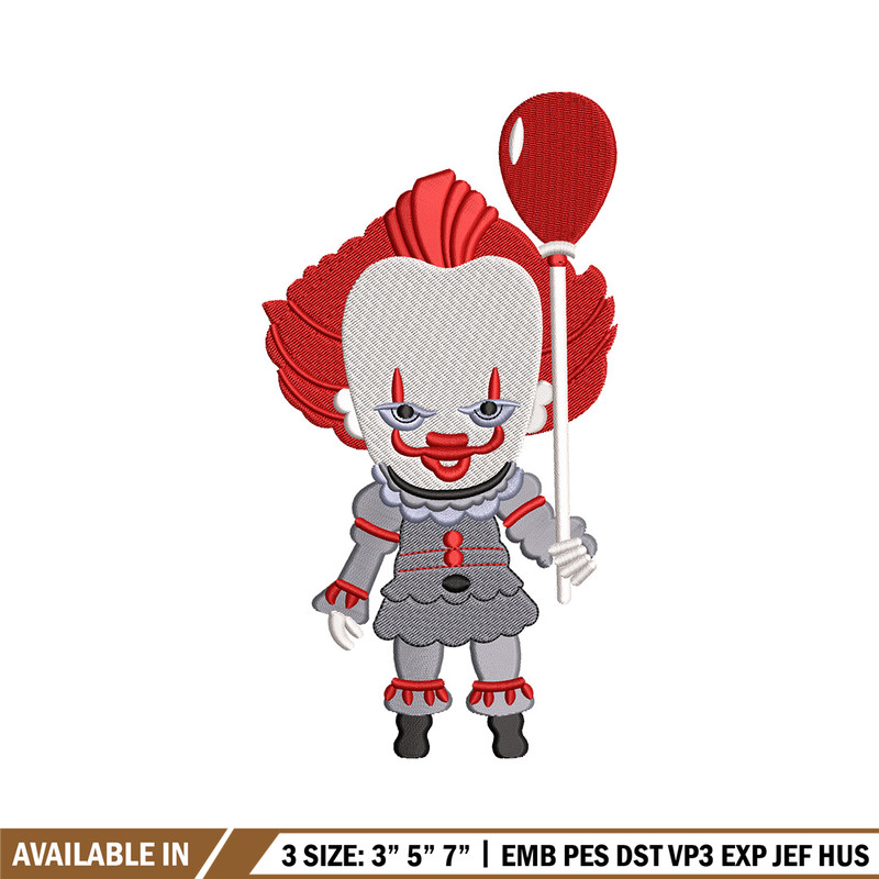 Pennywise chibi embroidery design, Horror embroidery, Embroidery file,Embroidery shirt, Emb design, Digital download.jpg