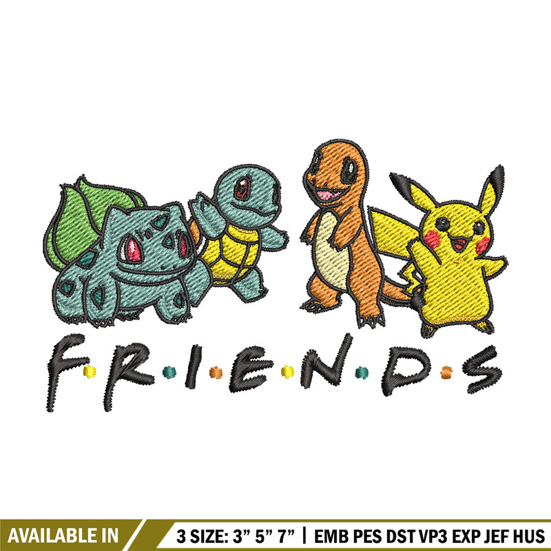 Pikachu friends embroidery design, Pokemon embroidery, Anime design, Embroidery file, Digital download, Embroidery shirt.jpg