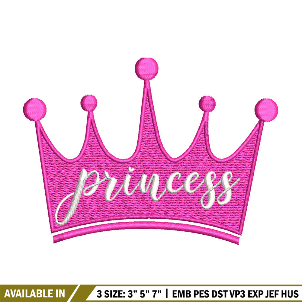 Princess crown embroidery design, Princess embroidery, Emb design, Embroidery shirt, Embroidery file, Digital download.jpg