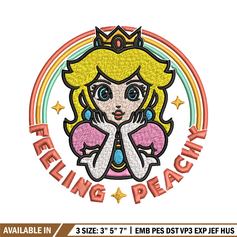 Princess Peach Feeling Peachy Embroidery design, Feeling Peachy Embroidery, Embroidery File, Digital download..jpg