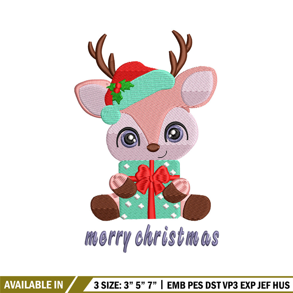 Reindeer chibi embroidery design, Chrismas embroidery, Embroidery file, Embroidery shirt, Emb design,Digital download.jpg