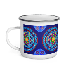 Mandala Magic: Enameled Metal Picnic Mug with Exotic Asian-Arabic Patterns. Enameled Picnic Mug. Gift for a tourist.