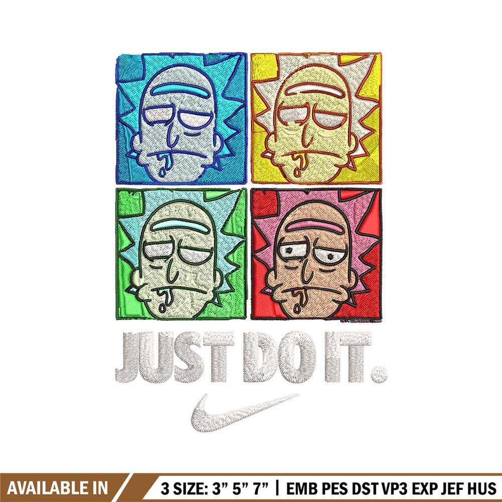Rick and Morty x Just Rick It Embroidery design, Cartoon Embroidery, Nike design, Embroidery file, Instant download.jpg