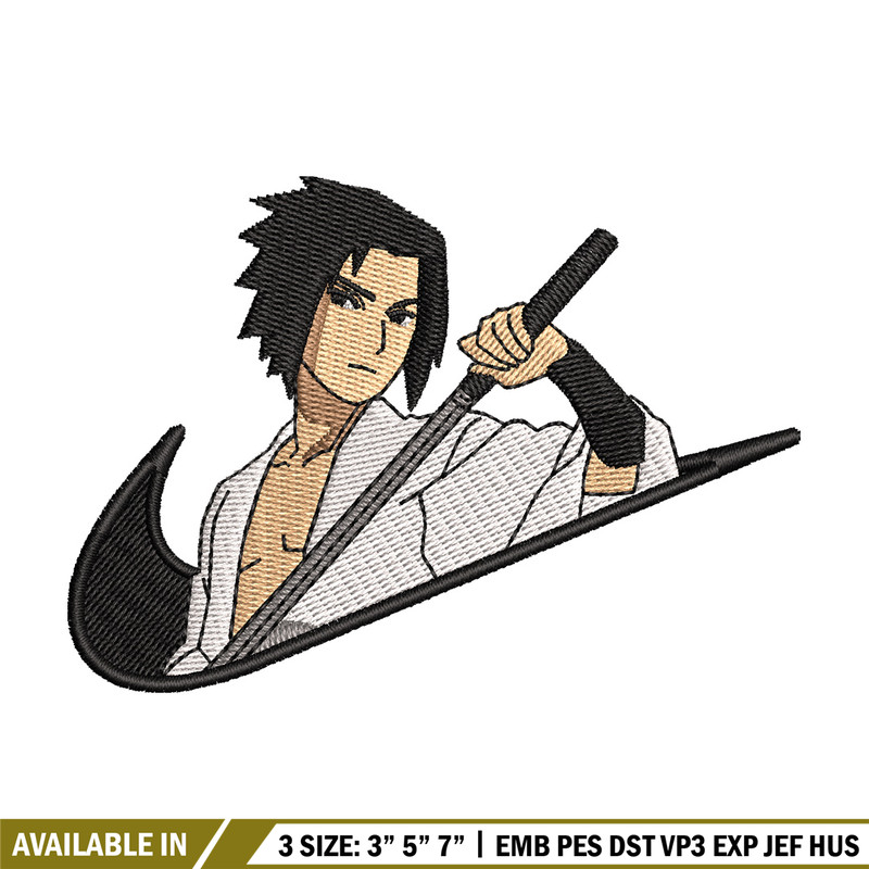 Sasuke saga nike embroidery design, Naruto embroidery, Anime design, Embroidery shirt, Embroidery file, Digital download.jpg