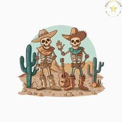 vintage howdy cowboy skeleton cactus svg cutting file