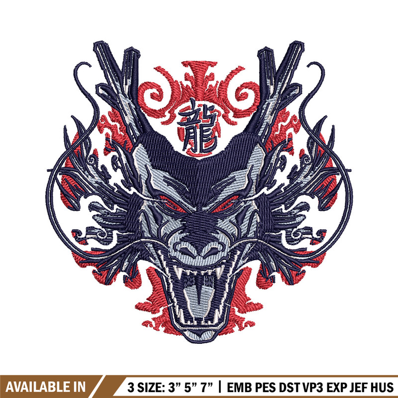 Shenron black embroidery design, Dragonball embroidery, Anime design, Embroidery shirt, Embroidery file, Digital download.jpg