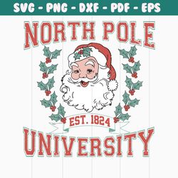 vintage christmas santa north pole university svg download