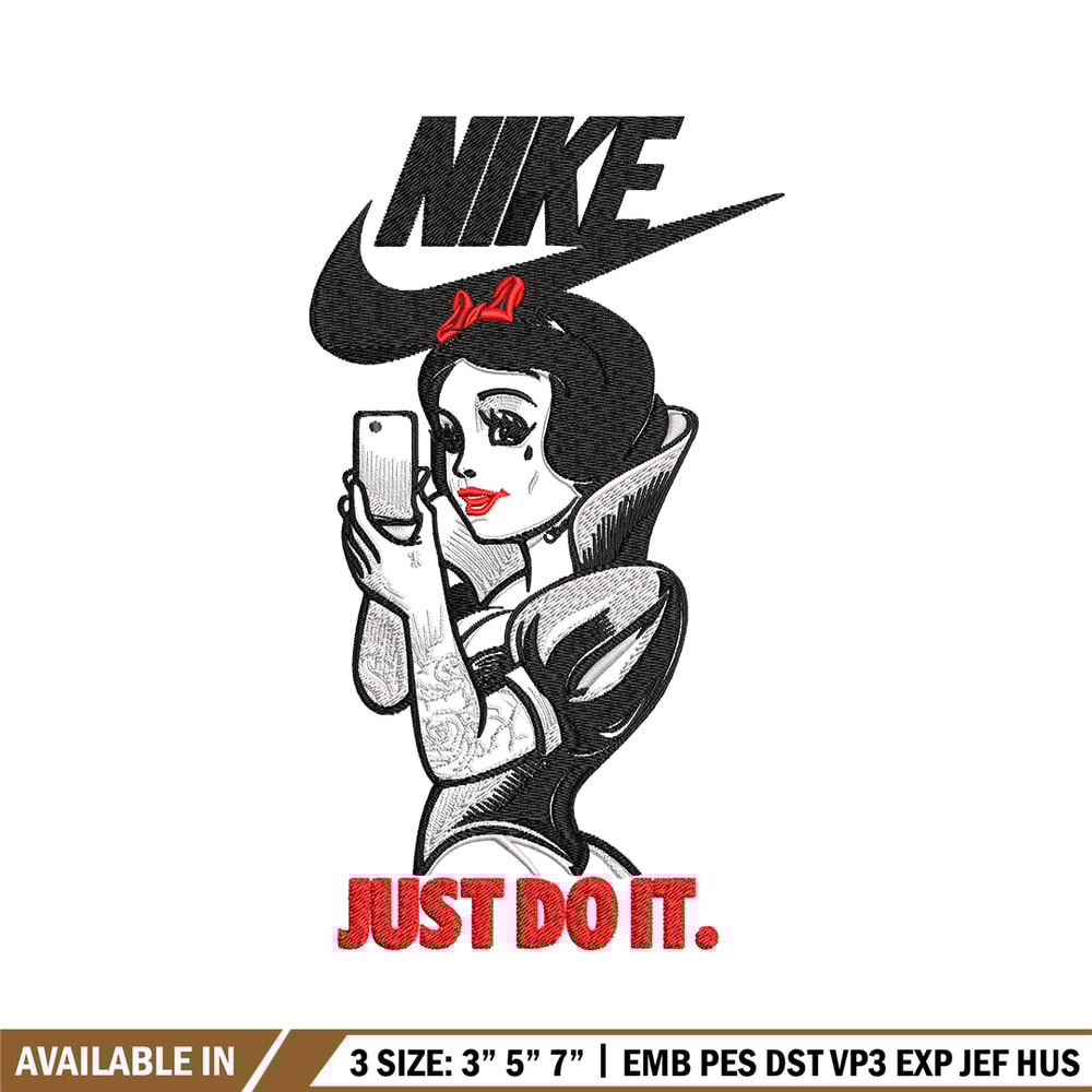 Snow white Nike Embroidery design, Snow white Embroidery, Nike design, Embroidery file, cartoon shirt, Instant download,.jpg
