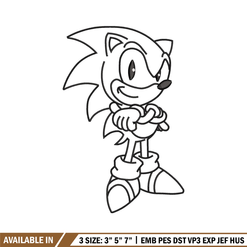 Sonic black white embroidery design, Sonic embroidery, Emb design, Embroidery shirt, Embroidery file, Digital download.jpg