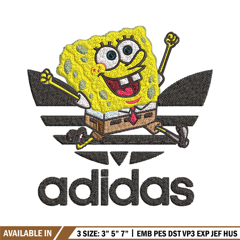 Spongebob adidas Embroidery Design, Adidas Embroidery, Embroidery File, Brand Embroidery, Logo shirt, Digital download.jpg