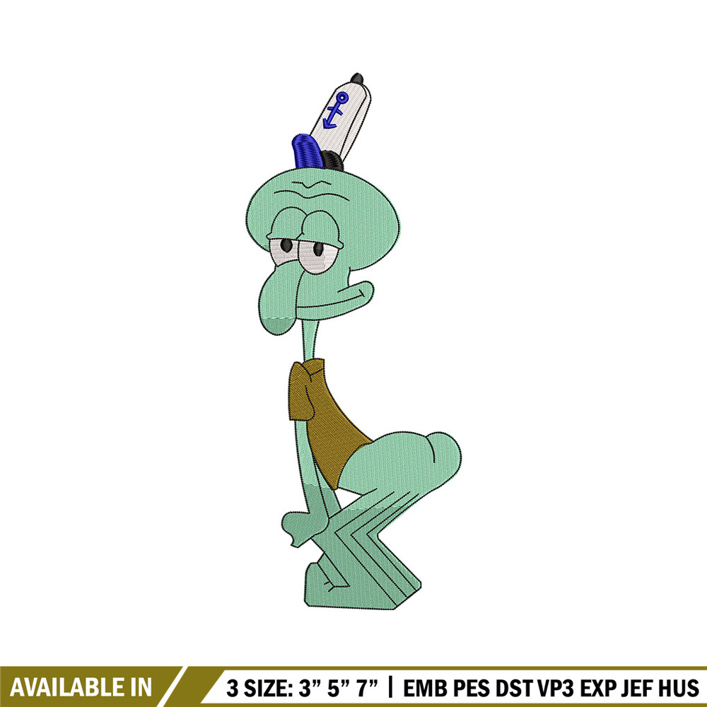 Squidward embroidery design, Spongebob embroidery, Embroidery file, Embroidery shirt, Emb design, Digital download.jpg
